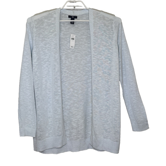 Gap Sweater Cardigan Women's Sz Large Blue Lightweight Knit Tunic Length NEW - Picture 1 of 6